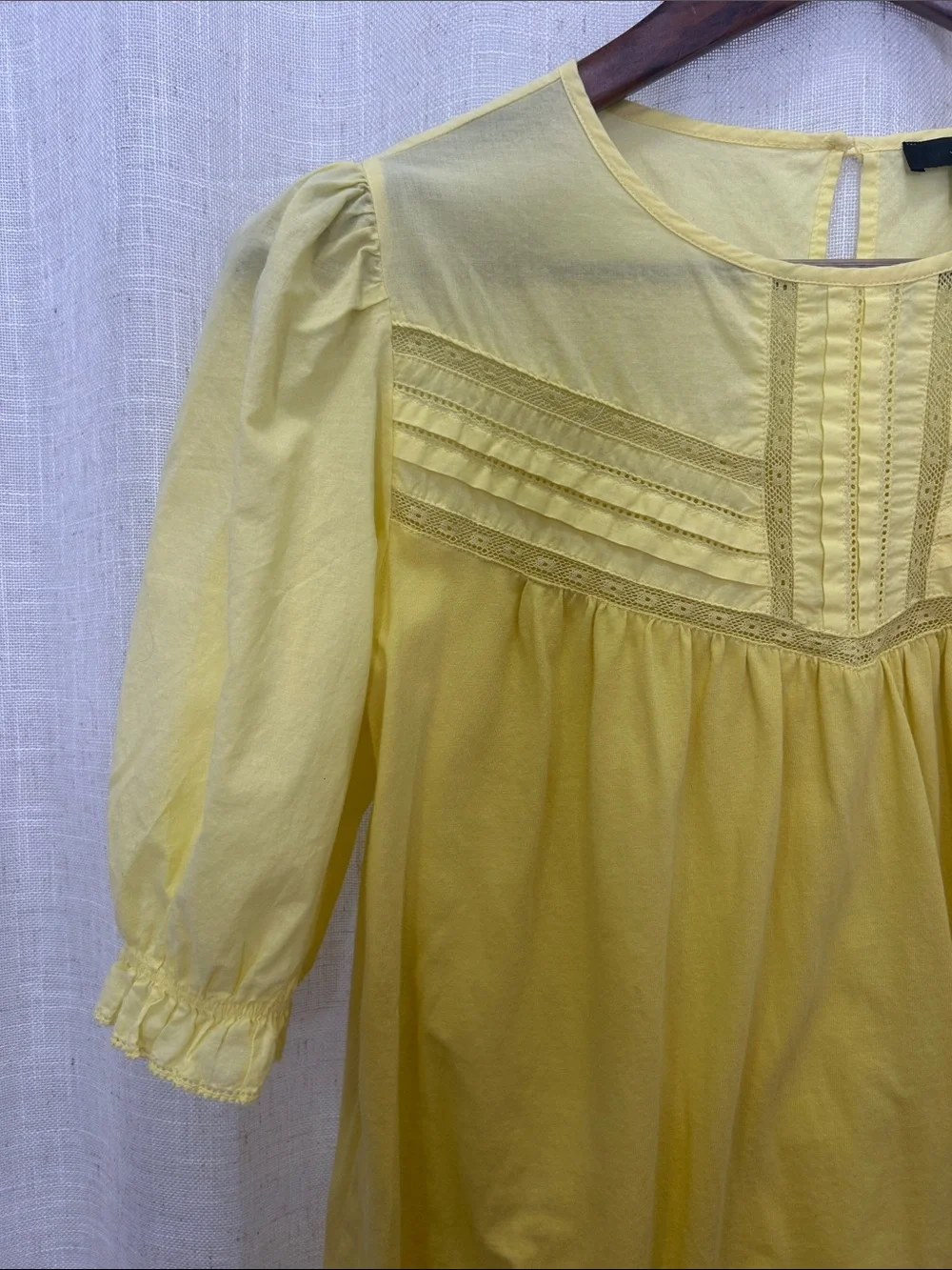 J. Crew Yellow Pintuck Peasant Short Sleeve Blouse Size Small